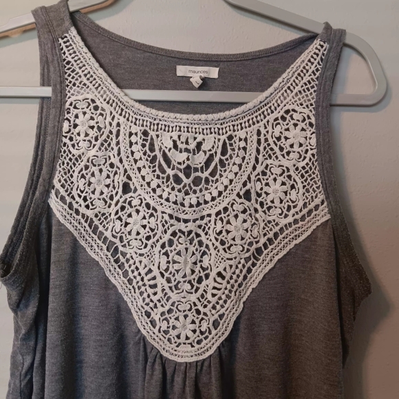 Maurices Gray Tank Top with White Crochet Yoke - Picture 9 of 9